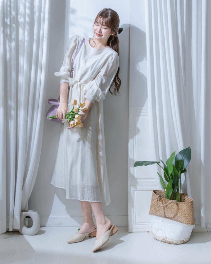 Alice Dress 果凍微光澤雪紡全裡布連身長裙/ DS1204