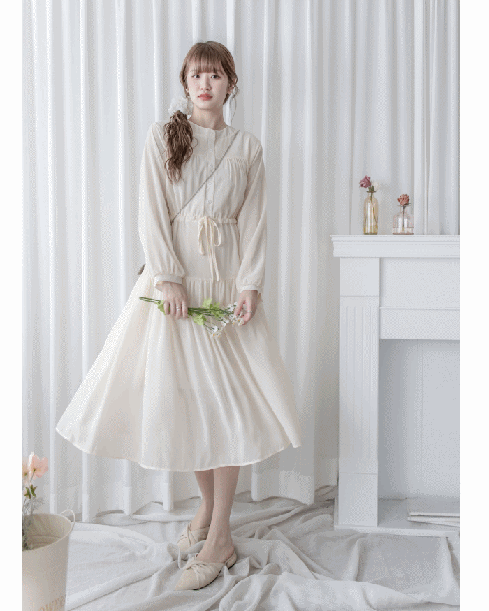 Alice Dress 雪紡飄逸圓領排釦連身裙/ DS1055 (pre-order 1月25截單)