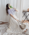 Ribbon 全橡筋腰浪漫傘形蝴蝶裝飾半裙, Skirt/ SK8838 (white soldout)