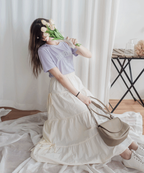 Ribbon 全橡筋腰浪漫傘形蝴蝶裝飾半裙, Skirt/ SK8838 (white soldout)