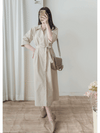 Beige Dress 杏色簡約不貼身顯瘦直身連身裙/ DS9857