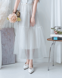 Tulle Skirt 法式細彈性腰線輕紗傘裙/ SK8952