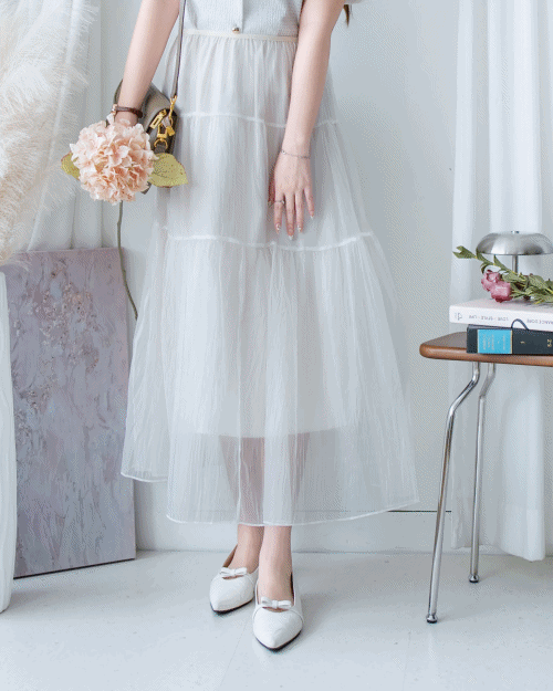 Tulle Skirt 法式細彈性腰線輕紗傘裙/ SK8952