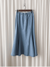 Denim Skirt 牛仔色顯瘦修飾線不貼魚尾裙/ SK8879