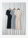 Pleated Dress 全裡布雪紡百褶修腰波浪裙擺連身裙/ DS9882
