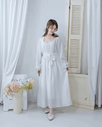 Knit Vest Set 鏤空針織外套風琴車褶長裙套裝/SE8118