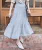 Chiffon Floral 低調白花傘型魚尾修腰半身裙, Skirt/ SK8709