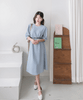 (不透肉暗花布 Tee Shirt感覺) 彈性暗花紋連身裙, Dress/ DS9516