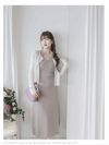 Knit Dress V領貼身腰間車褶針織連身裙/ DS9991