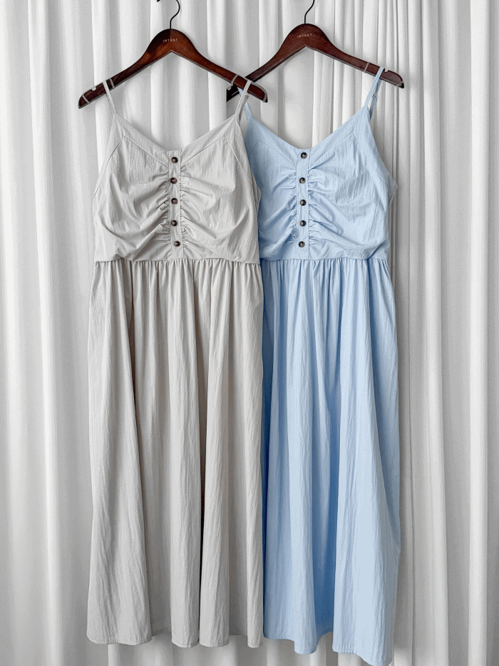 （肩帶可調) Alice 吊帶V領皺褶衣身連身裙 Dress/ DS9900