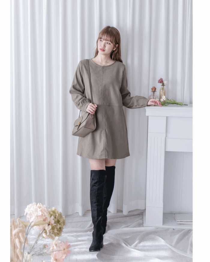 Charlotte Dress 內絨毛後置式雙口袋連身裙/ DS1056