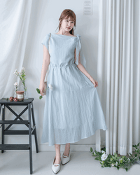 Ribbon Scarf Dress 垂墜絲帶船領輕盈浪漫連身裙/ DS1150