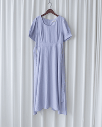 Square Neck Lavender Dress 方領綁帶薰衣草修腰連身裙/DS1172
