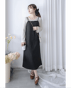 Vest Dress 可拆式腰帶中車線平領吊帶連身裙/ DS1017 (pre-order ivory 11月24截單)
