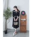 [限量現貨回歸]  French Collar Dress 黑白翻領設計中袖彈性連身裙/ DS9663