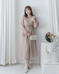 Luminous Dress 極致絲光棉顯瘦圓領蝴蝶修腰長裙/ DS1080