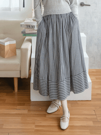 Stripe Dress 完美修肉直條紋口袋傘裙/ SK8912 (不設訂貨 售完即止）