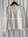 （intent x Korea 獨家款) Leaf Pattern Blouse 葉形紋理花邊手袖彈性上衣/ TP9124