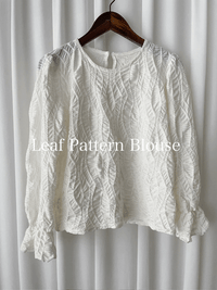 （intent x Korea 獨家款) Leaf Pattern Blouse 葉形紋理花邊手袖彈性上衣/ TP9124