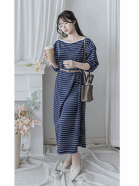 Navy Stripe Dress 法式橫條紋大空間直裙連身裙/ DS1004