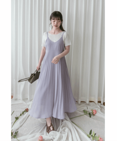 (日常優雅) Cross Collar 混淺灰彈性交叉領口連身裙, Dress/ DS9519