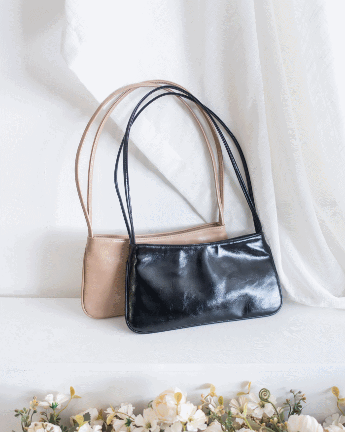 Double Strap Shoulder Bag 輕法式光澤皮感細帶腋下包/ BG8093