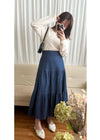 Red Border Denim Skirt 紅色車線牛仔色傘裙/ SK8846