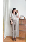 (全條彈性! 不貼修腳)Basic Comfy, Pants 彈性後橡筋小寬鬆修腳西褲/ PT8433 (部分碼數/色現貨)