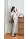 (全條彈性! 不貼修腳)Basic Comfy, Pants 彈性後橡筋小寬鬆修腳西褲/ PT8433 (部分碼數/色現貨)
