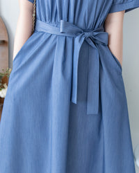 [intent label/intent製 ] Sophie Collar Dress 細褶方圓領顯瘦腰間口袋連身裙/  DSA8006