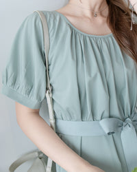 [intent label/intent製 ] Sophie Collar Dress 細褶方圓領顯瘦腰間口袋連身裙/  DSA8006
