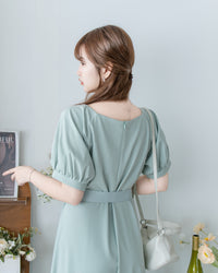 [intent label/intent製 ] Sophie Collar Dress 細褶方圓領顯瘦腰間口袋連身裙/  DSA8006