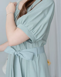 [intent label/intent製 ] Sophie Collar Dress 細褶方圓領顯瘦腰間口袋連身裙/  DSA8006