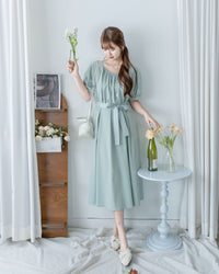 [intent label/intent製 ] Sophie Collar Dress 細褶方圓領顯瘦腰間口袋連身裙/  DSA8006