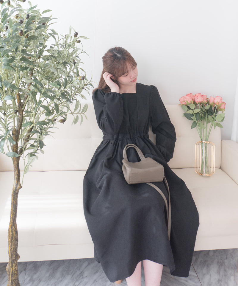 Square Neck 方領束腰後蝴蝶口袋篷篷傘形連身裙, Dress/ DS9396 (white sold out)