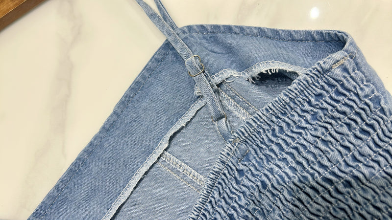 （熱賣重開訂購）Alice Denim 愛麗絲後彈性橡筋牛仔吊帶裙(肩帶可調) , Dress/ DS9450
