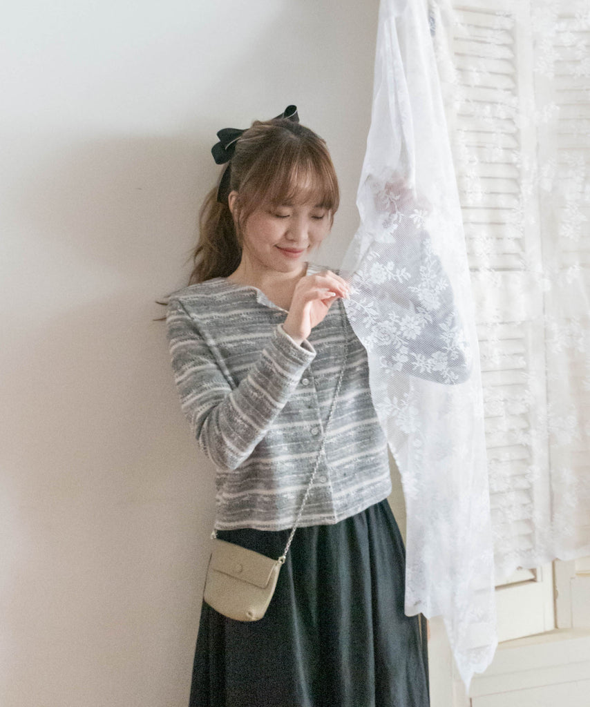 Knit Pattern 舒適織紋混色(白色Lace)合身上衣或外套, Top or Outer/ TP8910