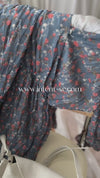 [限量現貨回歸]   Blue Flower Dress V領藍調花布遮肉皺皺布連身裙/ DS9740