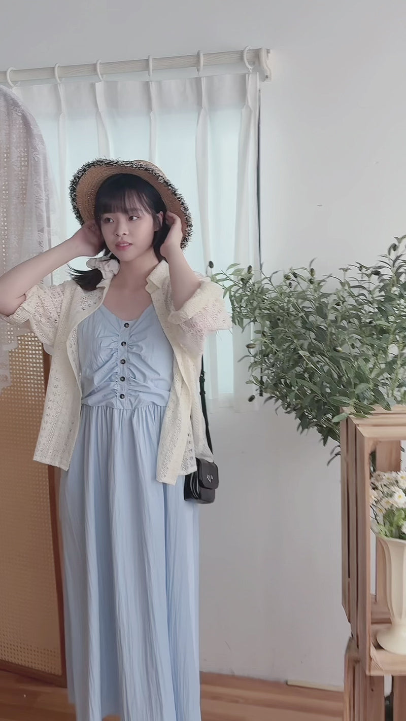 （肩帶可調) Alice 吊帶V領皺褶衣身連身裙 Dress/ DS9900