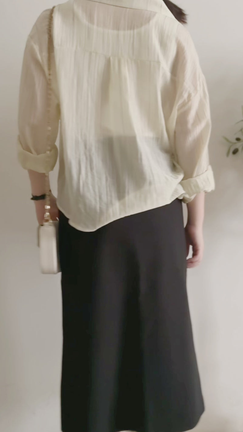 A-line 後橡筋簡潔A形中長裙 Skirt/ SK8880