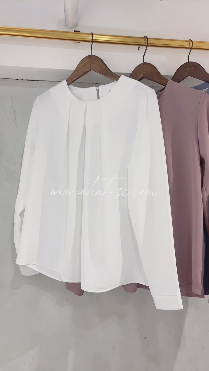 Chiffon 三色領口車褶雪紡上衣, Blouse/ BU8995