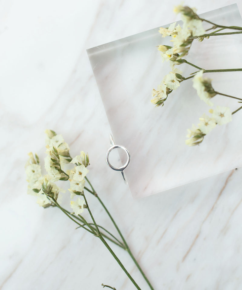 Silver Oval Geometric Ring  (Free size) / RN8016