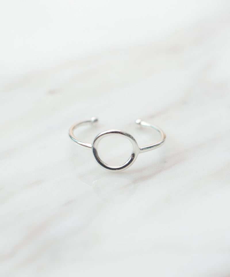 Silver Oval Geometric Ring  (Free size) / RN8016