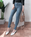Skinny 高腰彈性褲管微磨超修腳牛仔褲, jeans/ PT8298