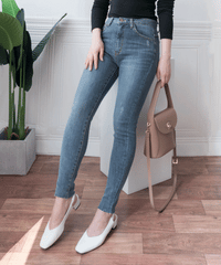 Skinny 高腰彈性褲管微磨超修腳牛仔褲, jeans/ PT8298