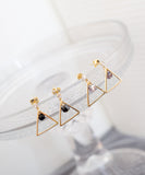 Cube in the triangle Long earrings / ER8042