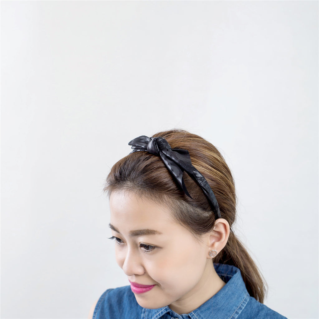 Leatherlike Side Ribbon Hairband / HA8023