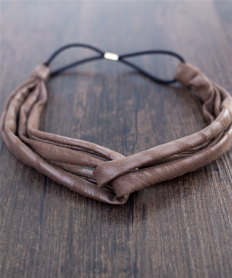 Leatherlike Side Ribbon Elastic Hairband / HA8024