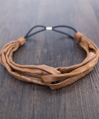 Leatherlike Side Ribbon Elastic Hairband / HA8024