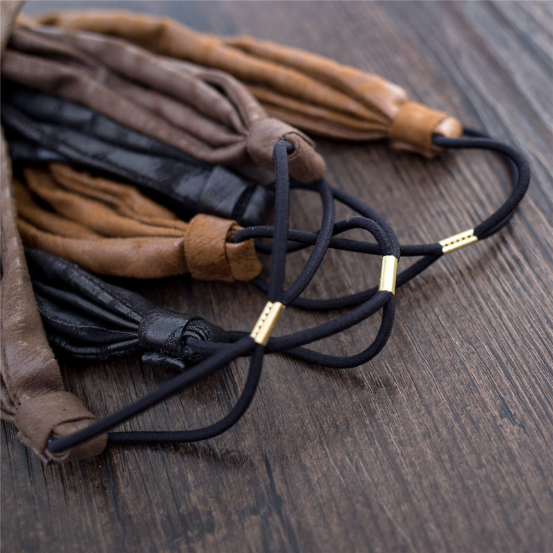 Leatherlike Side Ribbon Elastic Hairband / HA8024
